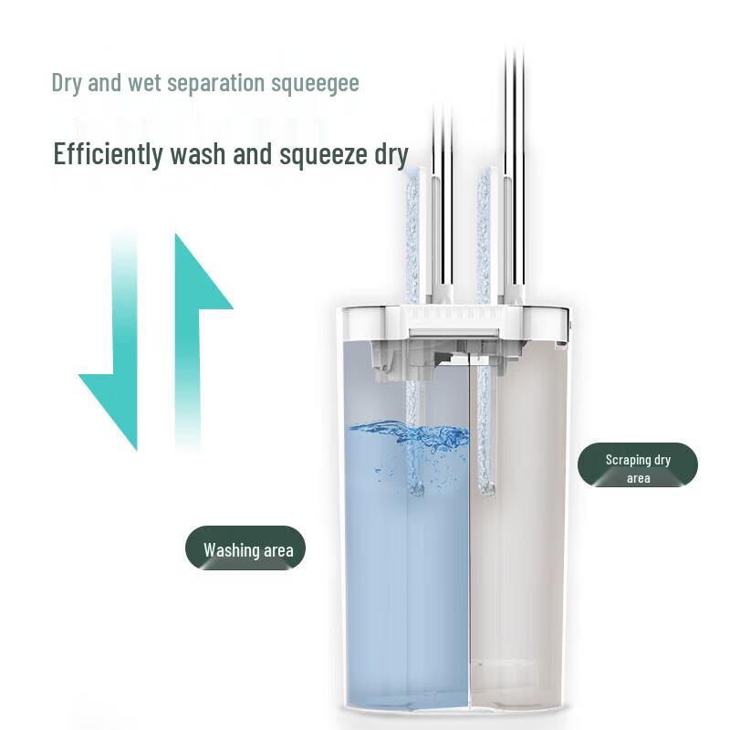 MIAOJIE Швабра плоская самоотжимающаяся с 2 насадками и ведром