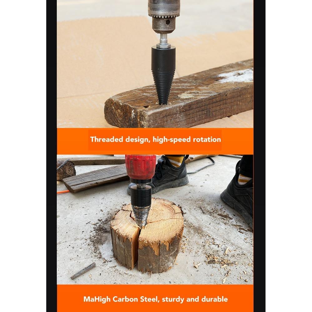 Black Firewood Log Splitter High Carbon Steel Firewood Splitter Set Log Splitting Cone Bit