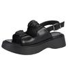 New Pleated Word with Platform Sandals Women, Big Head Buckle Beach Sandals Women's Sandals
