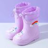 Rainbow Horse Toddler Rain Boots with Warm Fleece Lining and Drawstring - Perfect for Kindergarten Kids