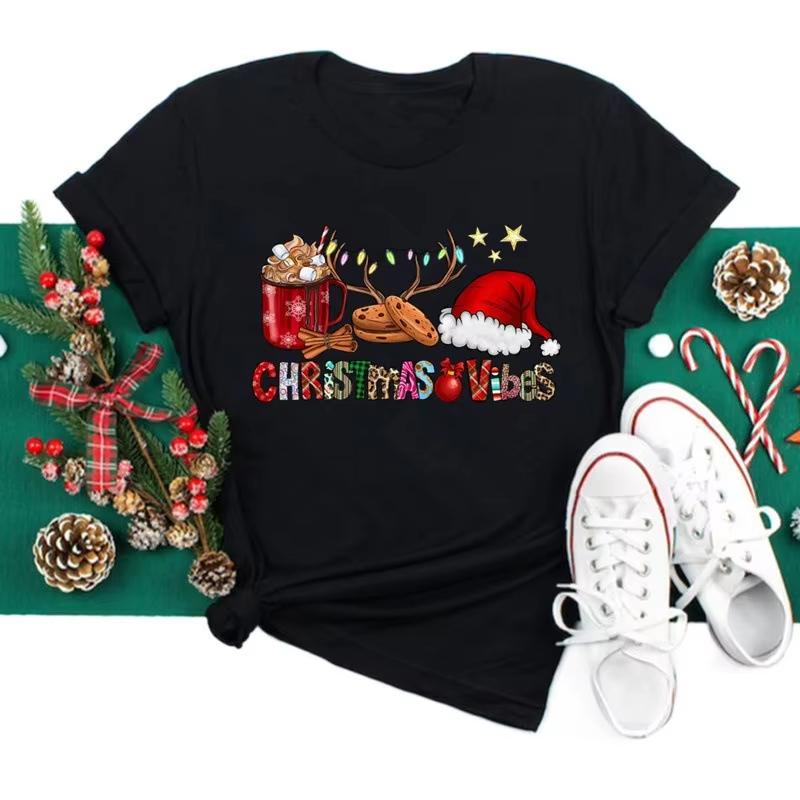 Womens Christmasthemed Printed Tshirts Casual and Simple Style Perfect for Womens Holiday Outfits