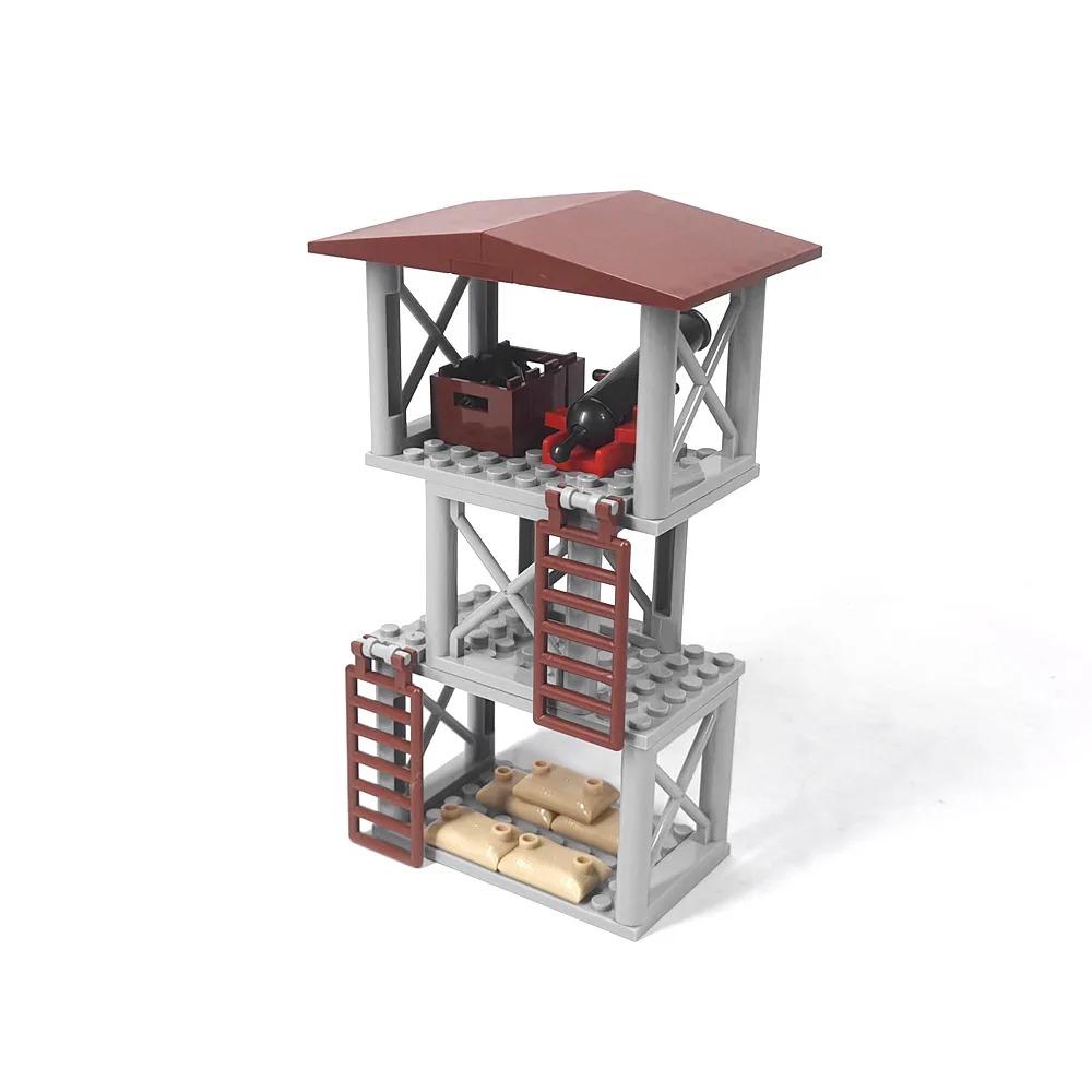 Конструктор Второй мировой войны Военное оружие Полицейский Солдат Фигурка Аксессуары Модель Кирпич Пистолет Пушка Пусковая установка Бункер Аванпост Игрушка X017