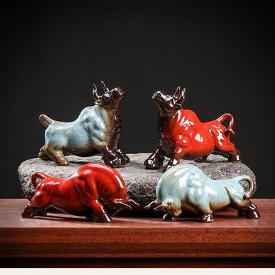Керамическая статуэтка быка с Уолл-стрит, скульптура быка для корриды, бизона, домашний декор, фигурка животного, украшения фэн-шуй для офисного стола, подарок