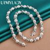 925 Sterling Silver Smooth Matte 8MM Beaded 18 Inch Necklace For Women Fashion Jewelry