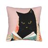 Whimsical Reading Cat Pillow Cover Custom Cushion Cover Fashion Pillow Case For Sofa Home Decor