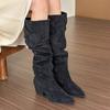 Hot Selling Women's Shoes Spring and Autumn Fashion Pointed Toe Women's Boots Suede Square Heel High Women's Fashion Boots