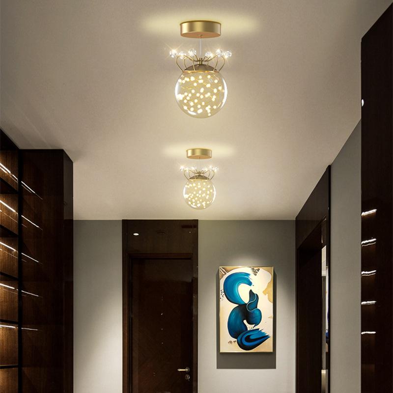 Свет для прохода, маленькая люстра для прихожей, современный минималистичный светильник для прихожей, креативное сетчатое красное звездное освещение для балкона