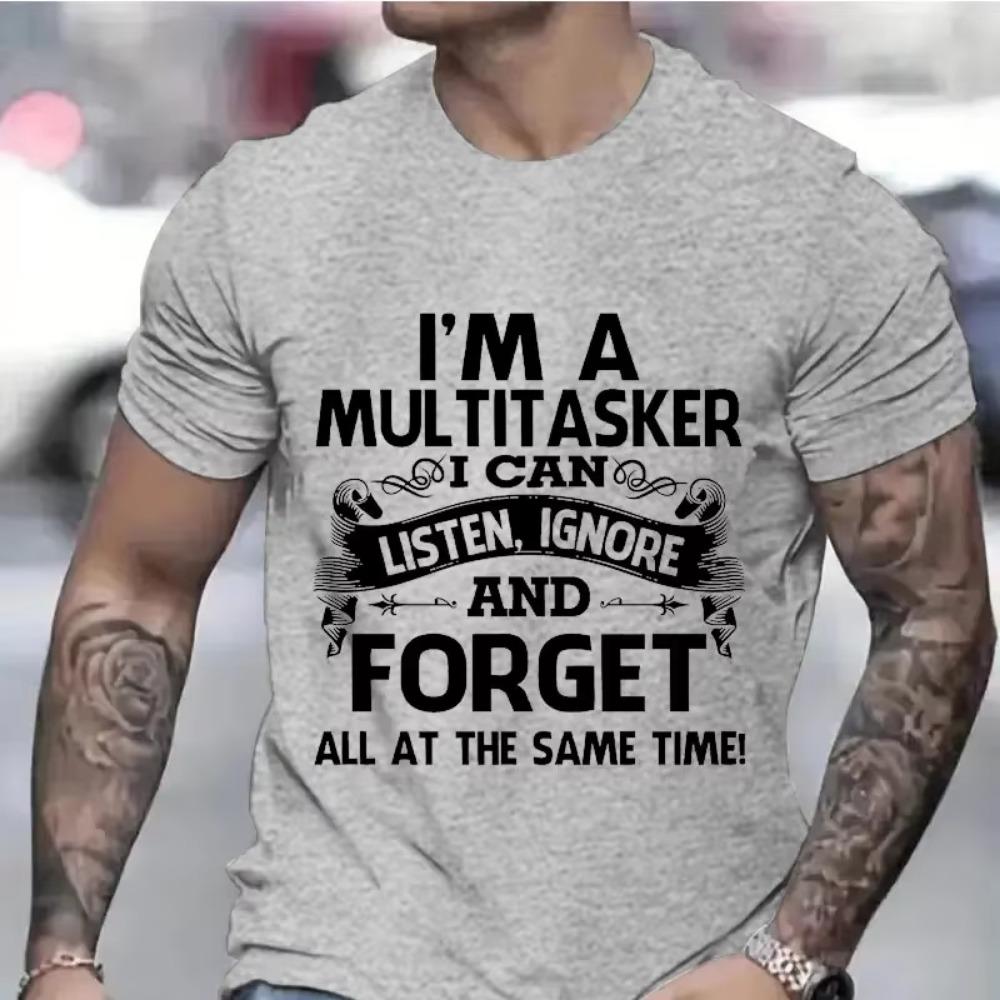 Men's Clothing I'm A Multitasker Print T-shirts for Men Sarcastic T-Shirt Sarcasm Attitude Shirts Humor Funny Saying Grey Tees