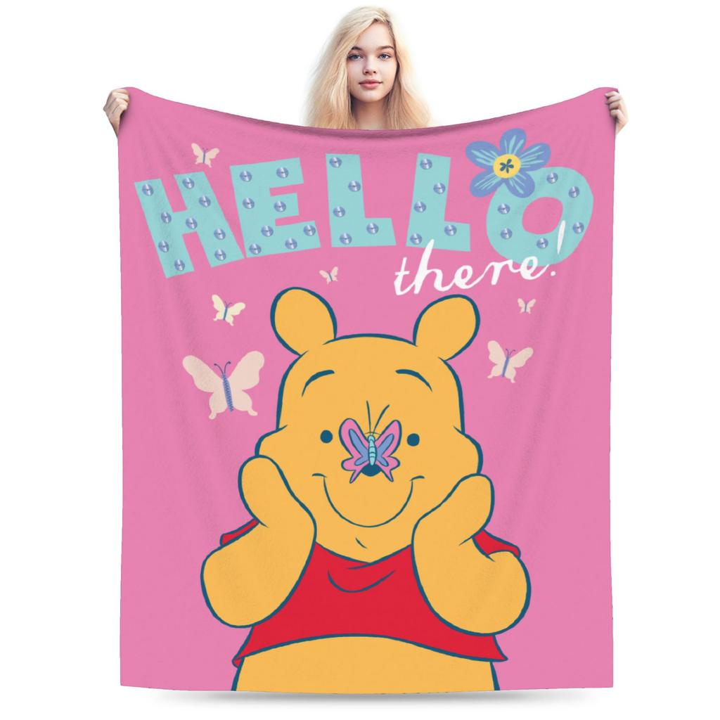 Pooh and Friends Blankets Flannel Summer Air Conditioning Winnie The Pooh Breathable Soft Throw Blankets Sofa Travel Rug Piece