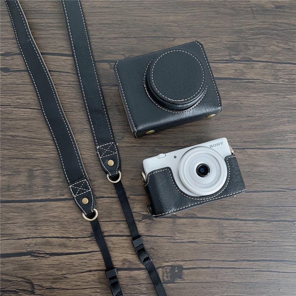 Роскошный чехол для камеры из искусственной кожи для Sony ZV1F ZV-1F ZV1M2 ZV1II ZV-1M2, чехол-сумка для всего корпуса с ремешком