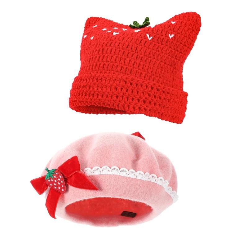 Трендовая шляпа художника Клубничная модная шляпа Британский берет для свиданий Фотографии Головной убор извозчика Шляпа художника