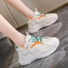 Модный дизайн женской обуви 2024 года, весна и осень, толстая подошва, повышенная, повседневная, сетчатая, дышащая, цветная спортивная обувь для женщин