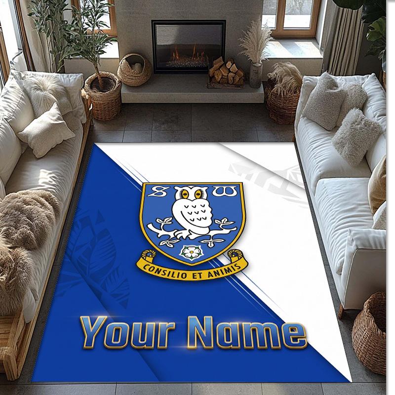 Sheffield Wednesday FC Printed Crystal Velvet Rug Non‑Slip Crystal Velvet Carpet For Sofa Bedroom Indoor Home Decoration