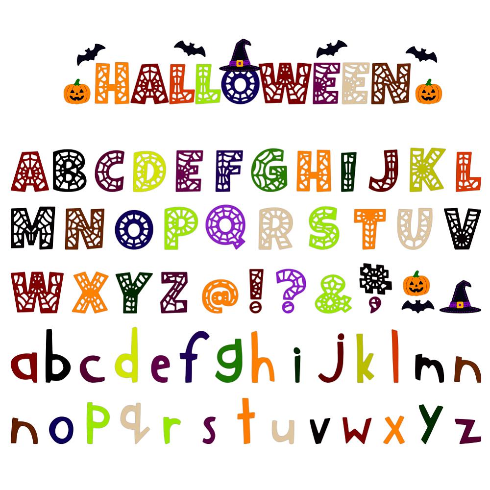 3Pcs 3 Styles Halloween Spider Alphabet Carbon Steel Cutting Dies Stencils for DIY Scrapbooking Photo Album Decorative Embossing Paper Card Letter A~Z