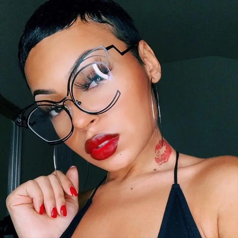 SHAUNA, большие металлические очки с защитой от синего света, полуободковая оправа для очков «кошачий глаз», компьютерные очки