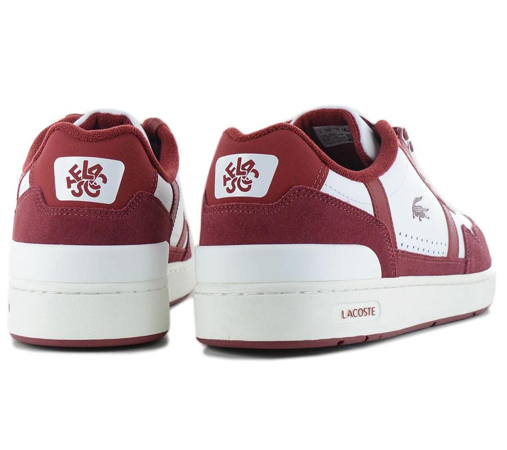 Lacoste T-Clip Leather - Мужские кроссовки Кожаные белые-красные 747SMA0072286 ОРИГИНАЛ