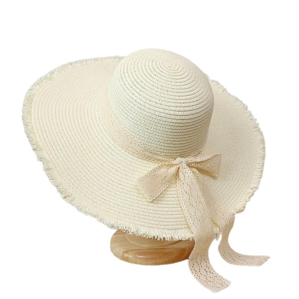Foreign style summer new bow big brim straw hat women's sunscreen sunshade fashion seaside beach hat