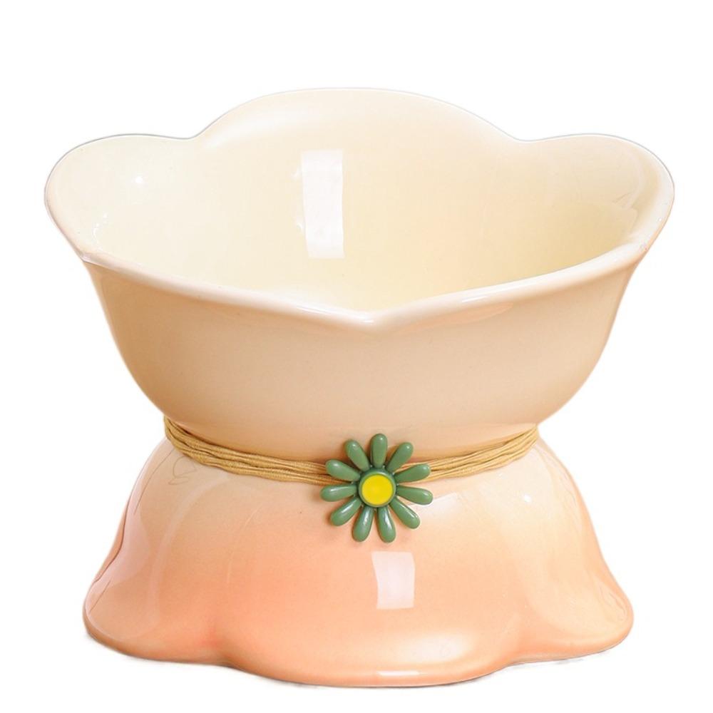 Flower Shape Pet High Foot Bowl Gradient Color Pet Drinking Feeder Multi-use Cat Bowl  Kitten Puppy