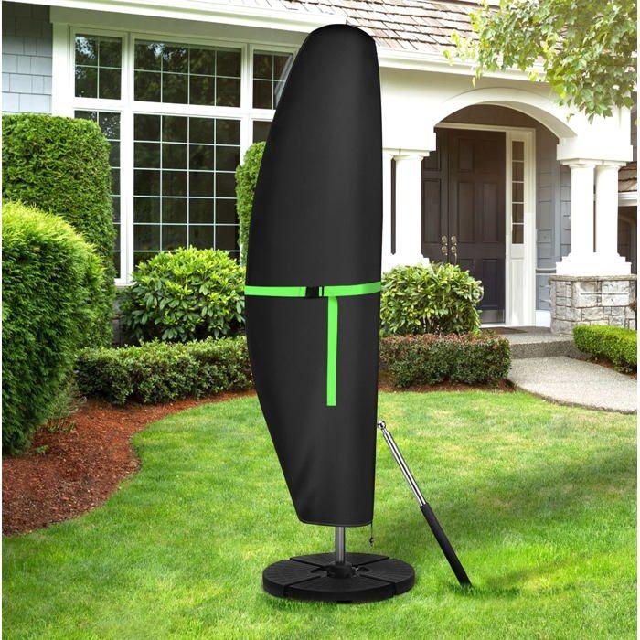 Housse de parasol déporté 420D Oxford 280×81×46 cm - Noir, imperméable et anti-UV