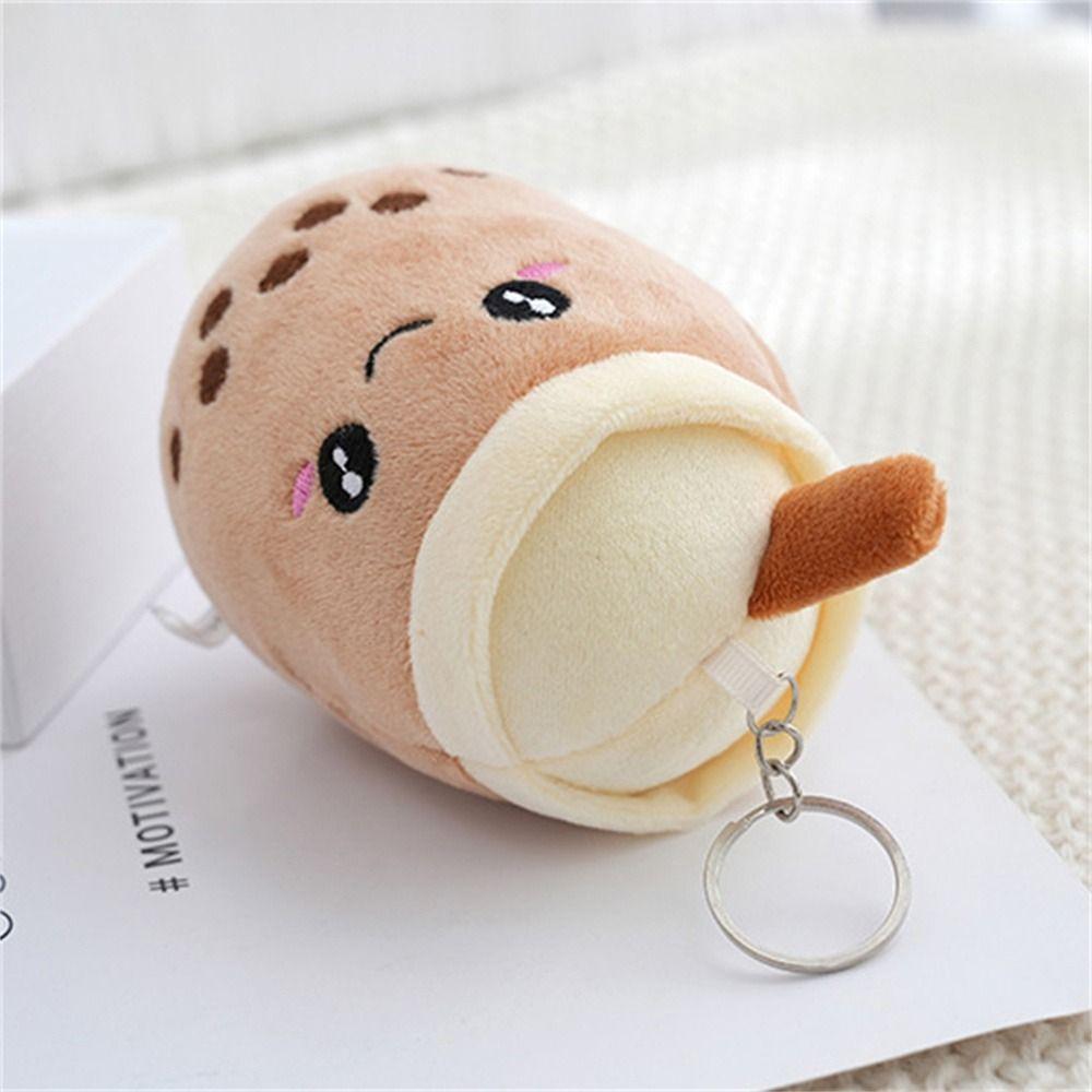 Plush Doll Bubble Tea Keychain Fruit Tea Boba Doll Plush Toys Milk Tea Keyring Backpack Decoration