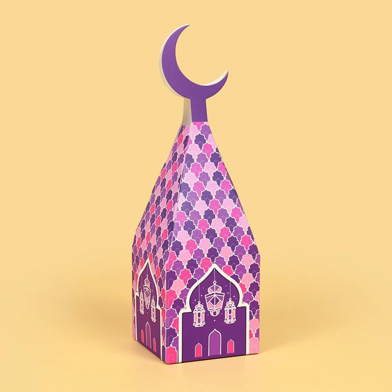 6Pcs Eid Mubarak Candy Box Moon Lantern Gift Cookie Packaging Boxes Bags Ramadan Kareem Decor Muslim Islamic Party Supplies 2024