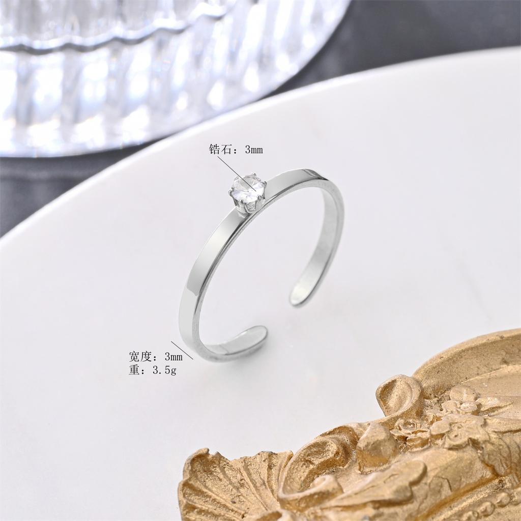Temperament high-end niche open zircon ring, simple personalized couple diamond ring hand jewelry