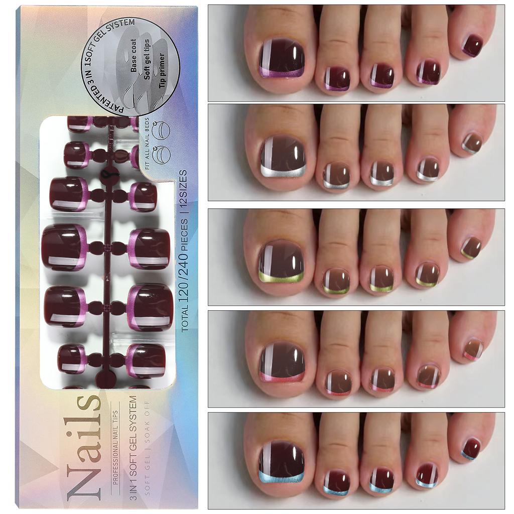 Nails French Toenails for Foot Nails Finished Wear Nails and Nails Matte Toenail Patches