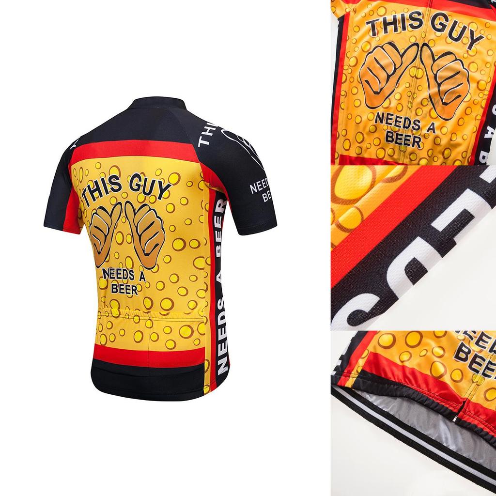 Sleek And Modern Men's Cycling Jersey Black Yellow Suitable For All Occasions