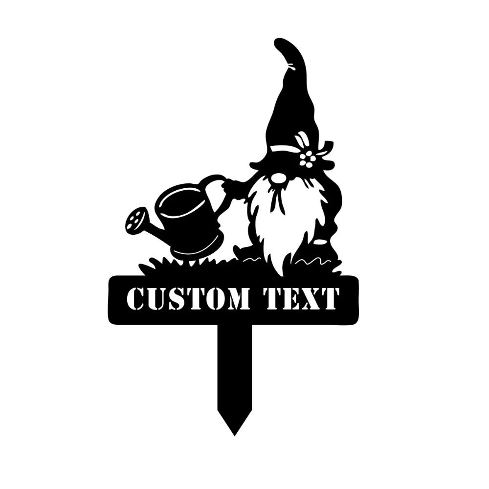 Metal Sign Garden Gnome Flower Stake, Personalized Yard Art, Outdoor Home Decor, Rustic Housewarming Gift