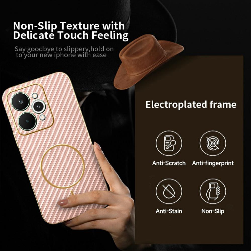 For Realme 15 5G Phone Case Carbon Fiber Textured Electroplated TPU Back Cover