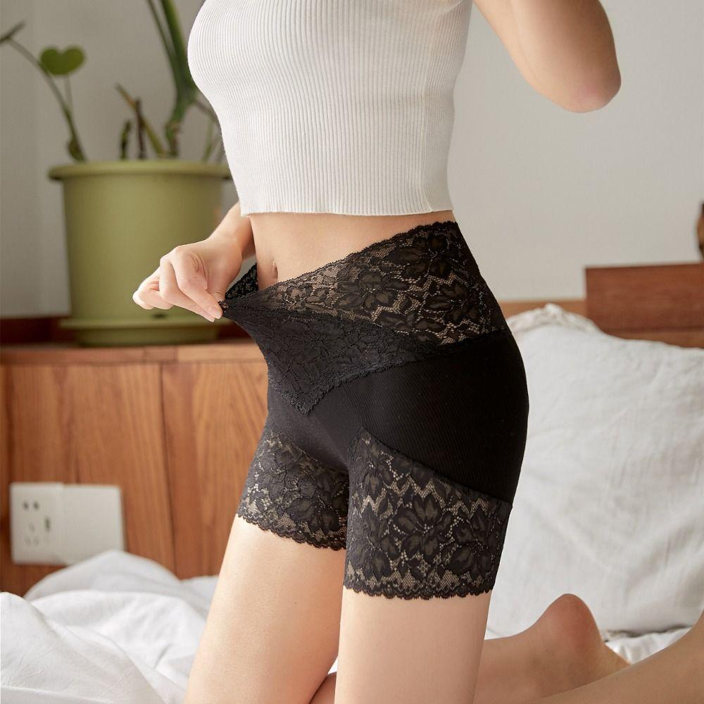 Tummy Control Seamless Shorts Transparent Ladies Leggings Shorts Sweet Lace Safety Pants Ladies