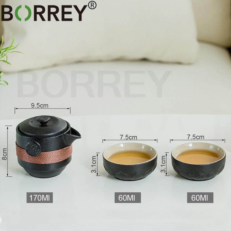 Наборы керамических чайников BORREY, портативный дорожный чайный сервиз, черный керамический чайник, гайваньские чайные чашки, чашка для чайной церемонии, изысканные подарки