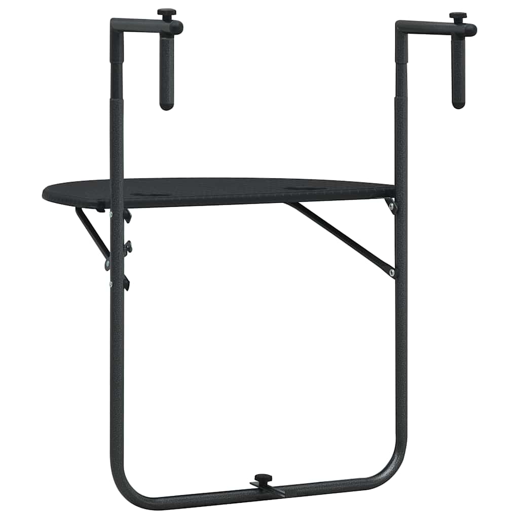 Hanging Balcony Table Black 60 x 64 x 83.5 cm Plastic Wicker Look