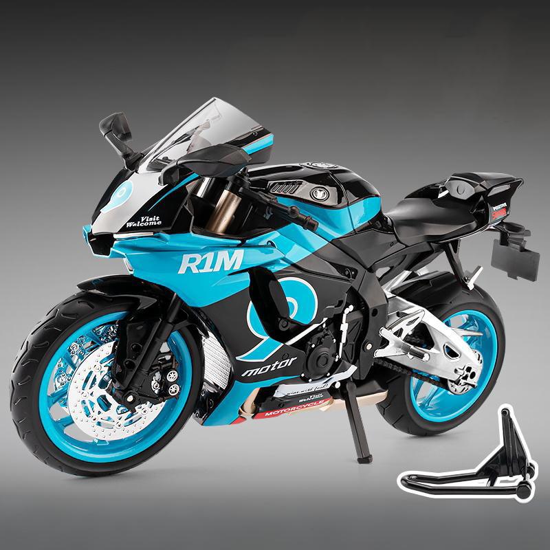 1/9 Yamaha YZF-R1M Сплав Спортивный Мотоцикл Металлические Литые Модели Уличный Гоночный Мотоцикл Модель Высокая Симуляция Звук и Свет Детские Игрушки Подарок