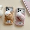 KT Алмазный Леопардовый Принт Присоска Плюшевый Чехол Для Телефона Для iPhone 17 Pro 16 15 14 Plus 13 Pro Max Ударопрочный Защитный Чехол