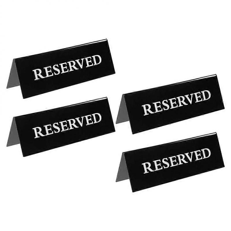 Acrylic Reserved Table Tent Signs for Reservation 4Pcs Black for Events