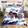 Wolf Duvet Cover Set Queen For Kids Teens Microfiber Animal Theme Snow Wolf Pattern Quilt Cover Wild Animal Printed Bedding Set