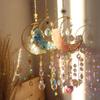 Natural Gravel Sun Catcher Hourglass Big Moon K9 Crystal Suncatcher Garden Amethyst Pink Pendant Decoration Home Rainbow Maker