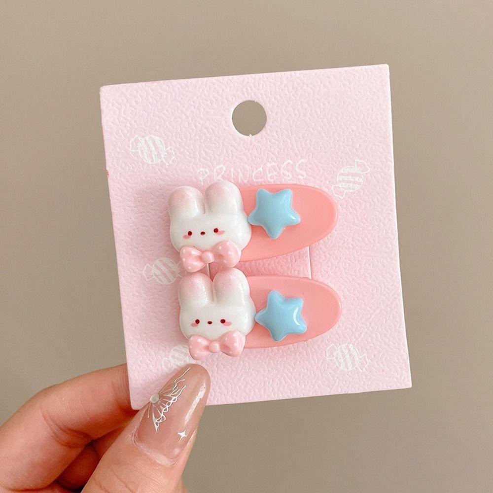 2Pcs/set Candy Color Hairpin Fine Flash Duckbill Clip Fashion Rabbit Hair Clip Women