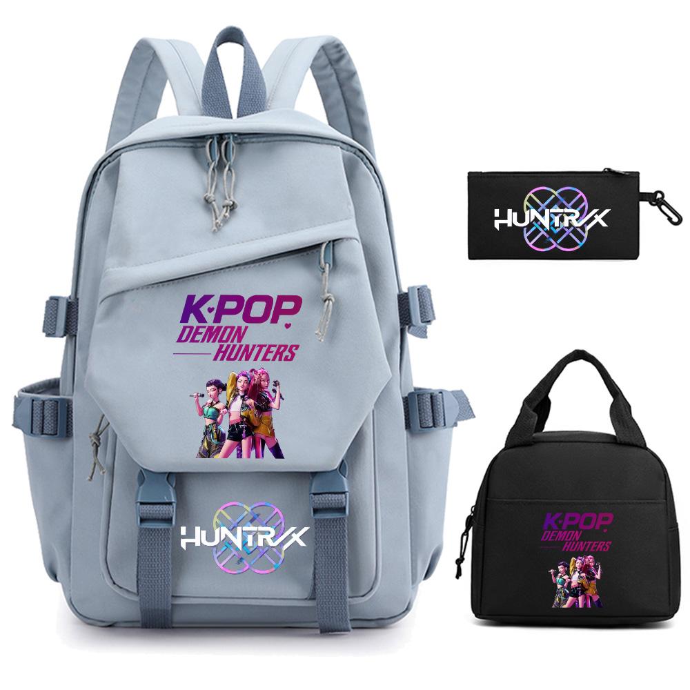 3 шт./комплект Аниме Мультфильм K-pop Охотники на демонов С принтом Рюкзак для Подростков Детей Студентов Большая Вместимость Школьная сумка Подарок для Девочки Женская Сумка для Путешествий Mochila