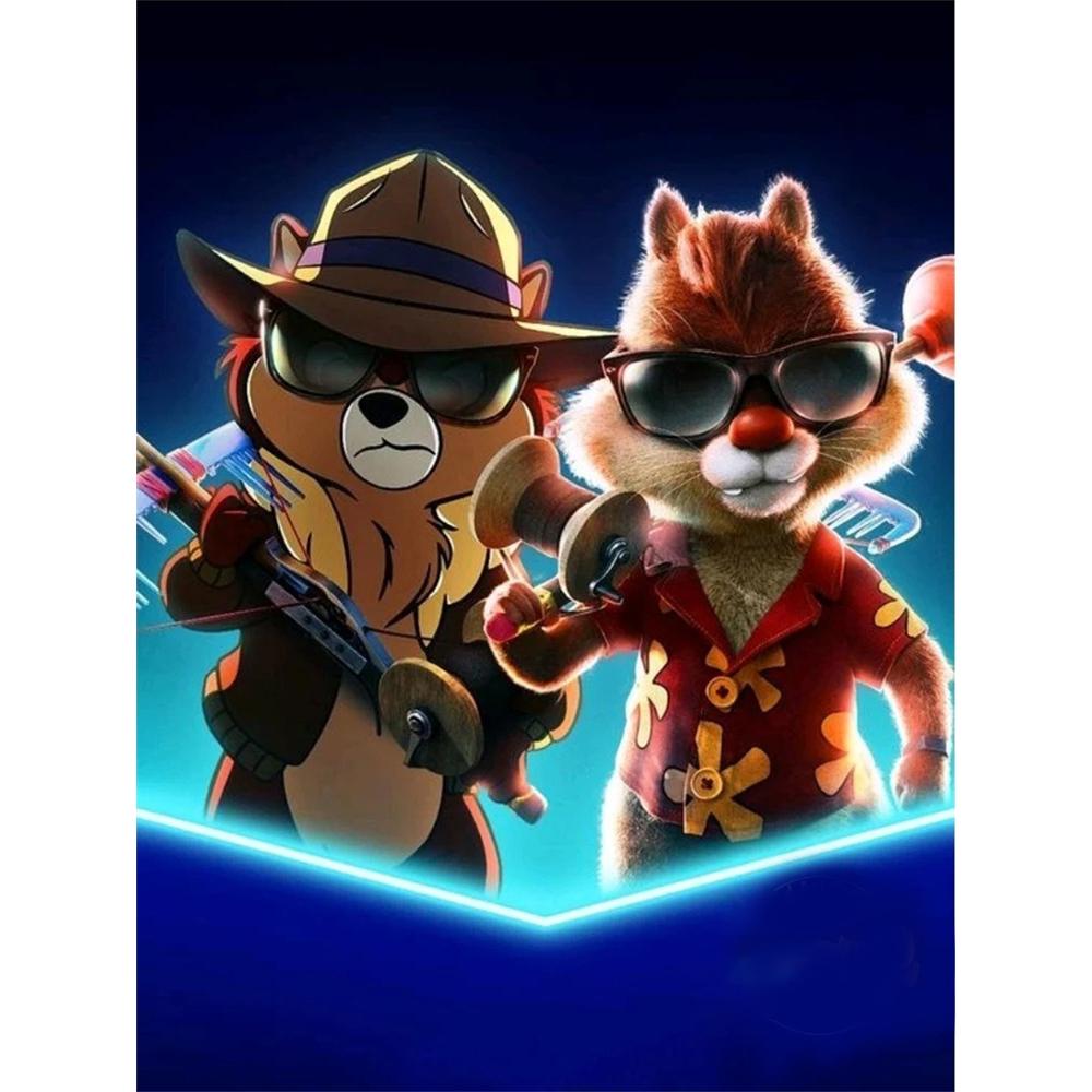 Disney Diamond Painting Chip and Dale Rescue Commando 5D Full Diamond Art Mosaic DIY Embroidery Cartoon Wall Decoration