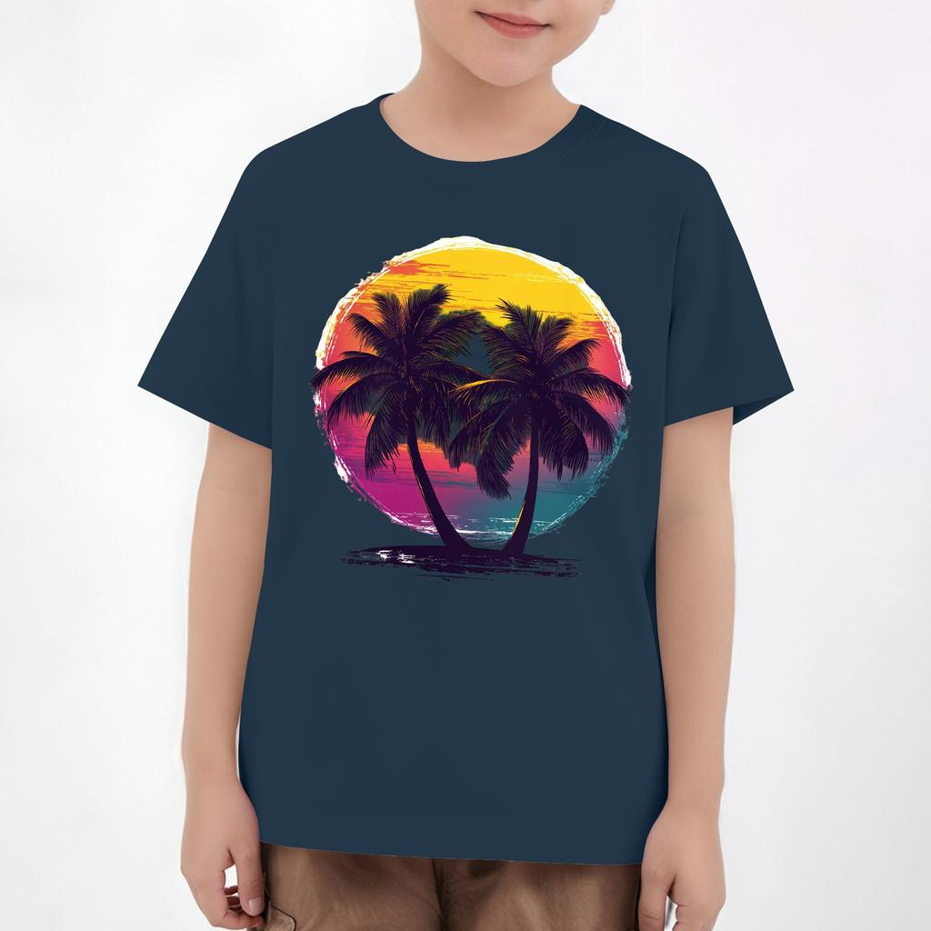 Детские топы с коротким рукавом, повседневная футболка с принтом, круглый вырез, блузка-пуловер