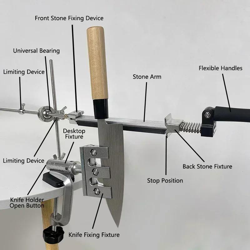 Ruihe Rehoo Металлический держатель для заточки ножей с фиксированным углом, вращающийся на 360°, RH006