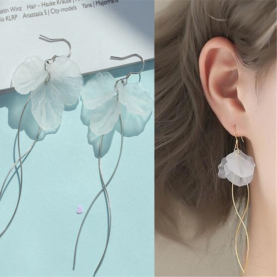 Серьги-крючки, модные, элегантные, в форме лепестков, длинные, висячие серьги для женщин