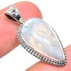 Natural Rainbow Moonstone Gemstone 925 Solid Sterling Silver Pendant 1.34" L3v36