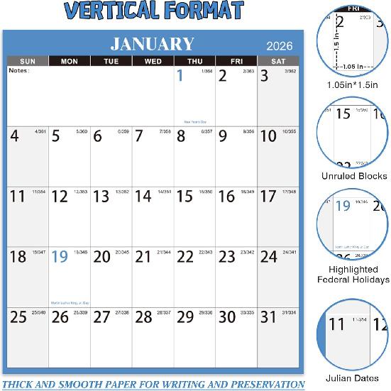 2026 Dry Erase Calendar for Wall - 2026 Calendar Dry Erase, Yearly Wall Calendar, 48" x 32", Jan.2026 - Dec.2026, 2026 Wall Calendar Dry Erase, Large