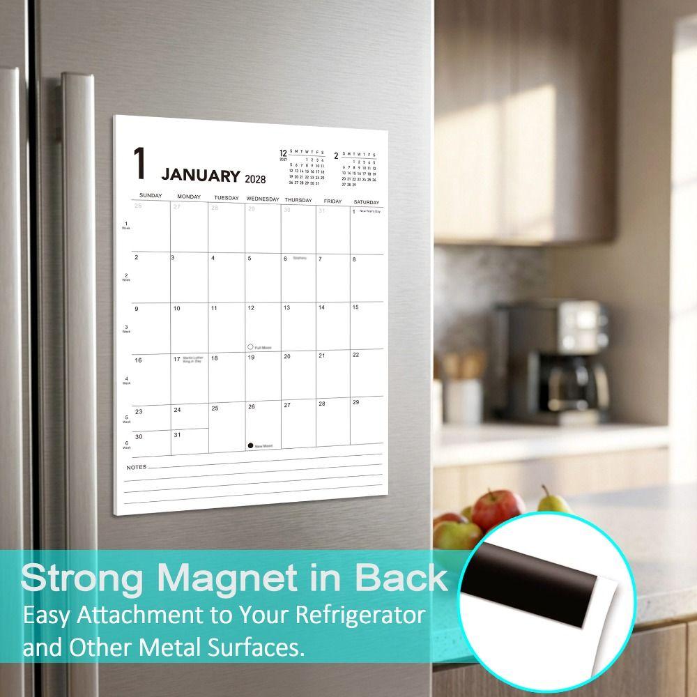 18-Month Magnetic Fridge Calendar July.2027- Jun. 2028 Kitchen Wall Calendar Office