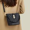 Bucket Bag Spring Leather Women'S Bag Versatile Crossbody Bag High-End Diamond Check Chain Commuter Bag