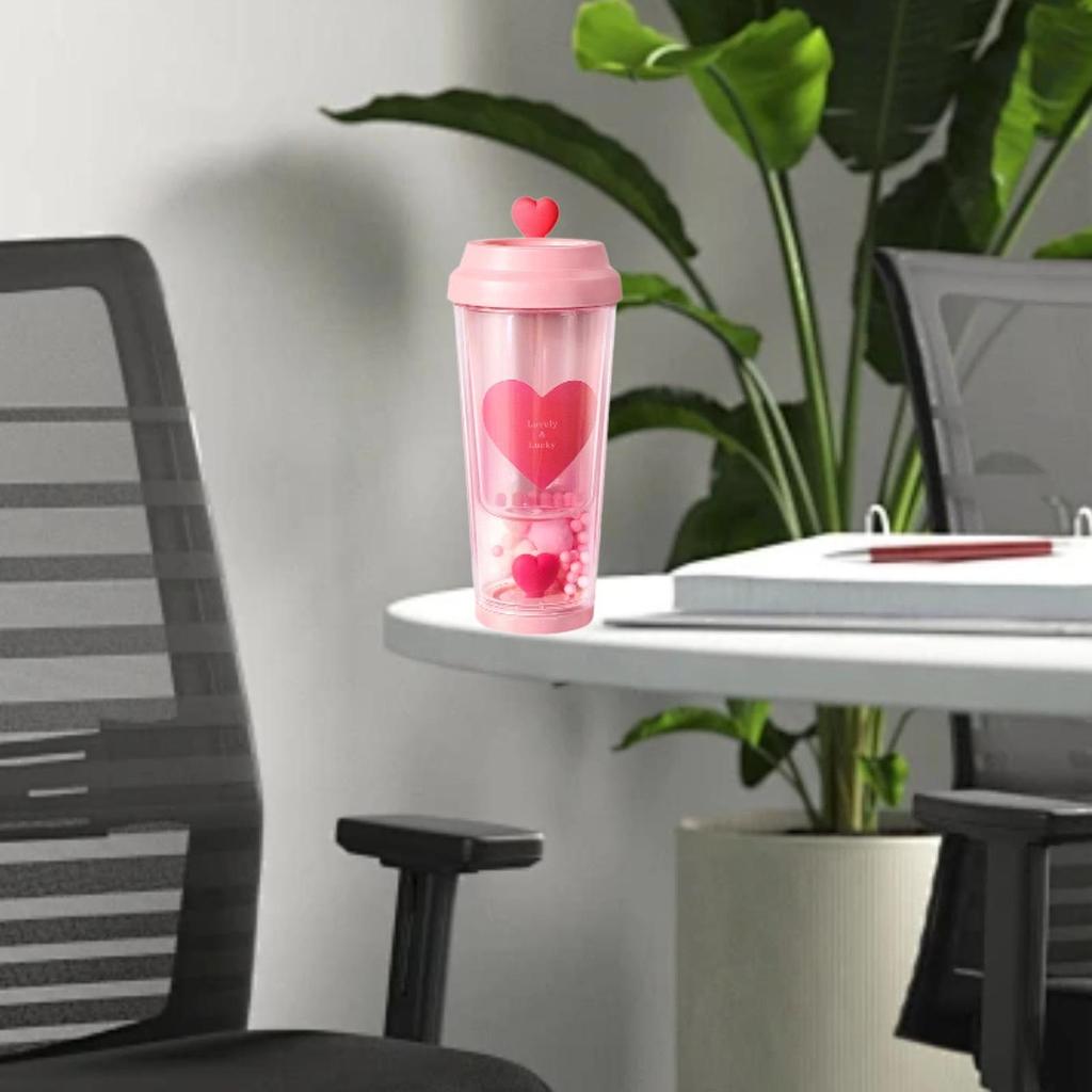 Портативная чашка в форме сердца, герметичная двухслойная 435 мл, бутылка для чая, кружка для кофе в машине для вечеринки