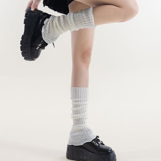 1 пара зимних чехлов для икр, трикотажные противоскользящие однотонные эластичные чехлы с искусственным жемчугом в стиле Лолиты, JK, для косплея, повседневной носки, для занятий спортом и отдыха, гетры